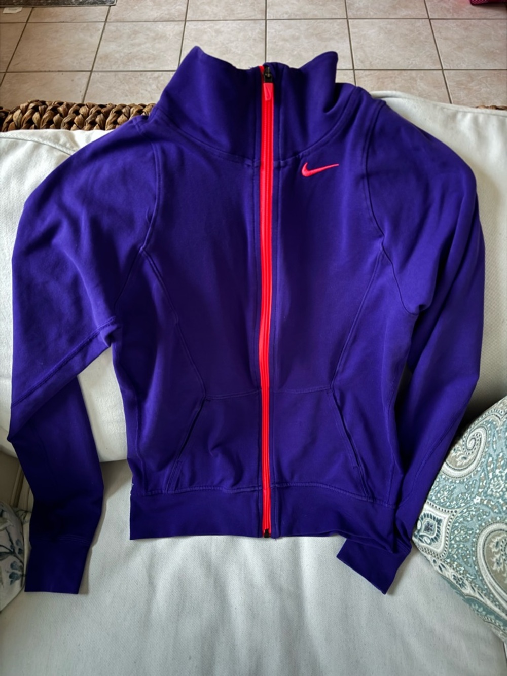 Nike Women’s Dri Fit Full-Zip Jacket - purple with pink/coral accents, size XS